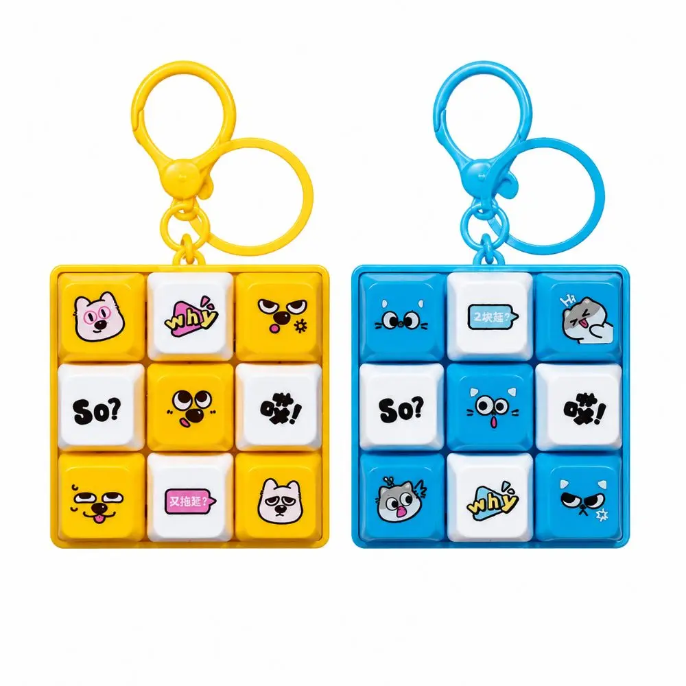 Relaxing Nine-square Fidget Keychain DIY Keyboard Keys Button Squeeze Music Keychain Keycap Cartoon Clicker Toy Car Bag Pendant