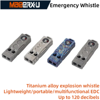 Maeerxu Titanium Alloy EDC Compass Emergency Survival Whistle High Decibel Daily Training Dog Whistle for Outdoor Use