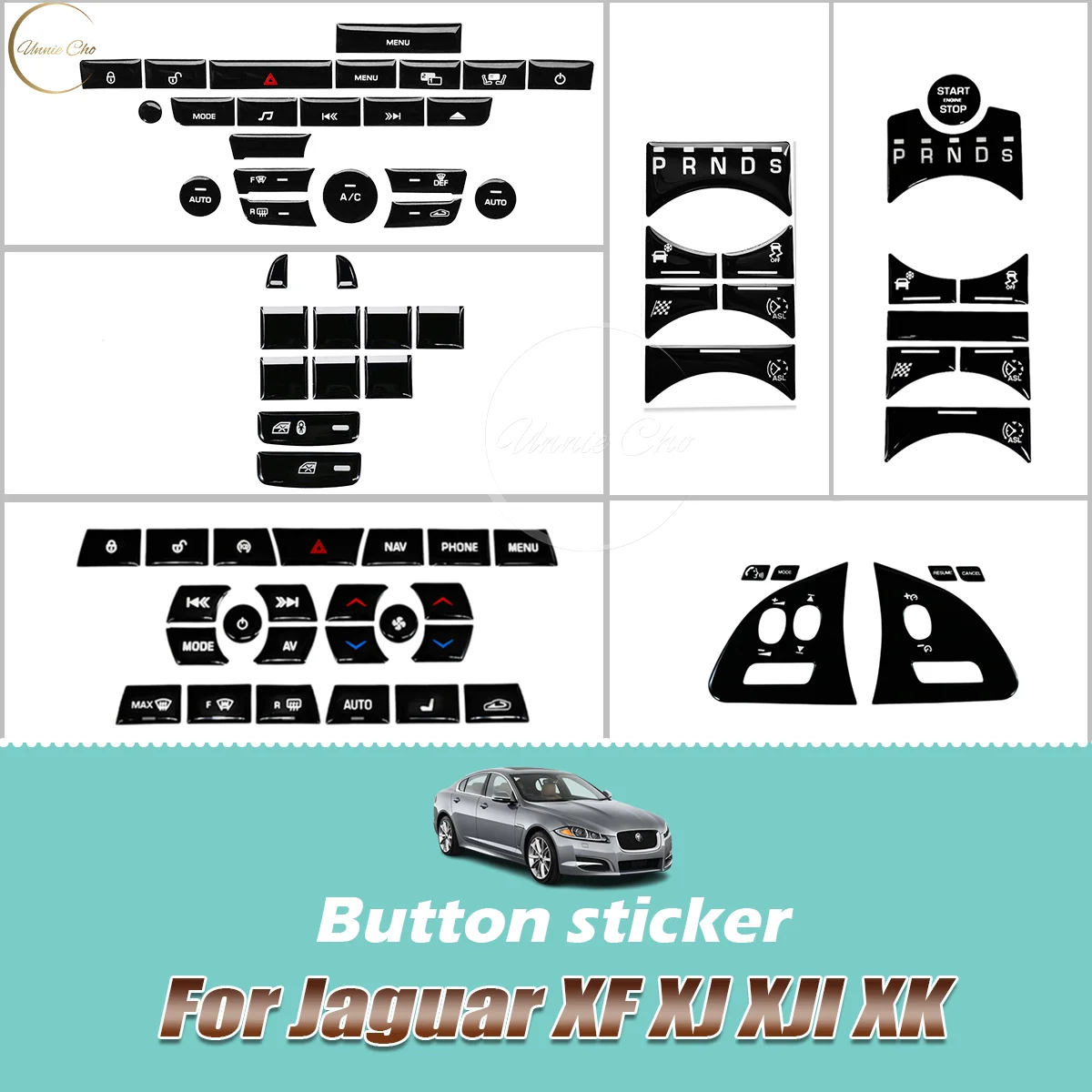 Black Epoxy Button Sticker for Jaguar XF X250 XK XKR XJ XJL Car Interior Refinishing Trim Cover for Dashboard Center Console