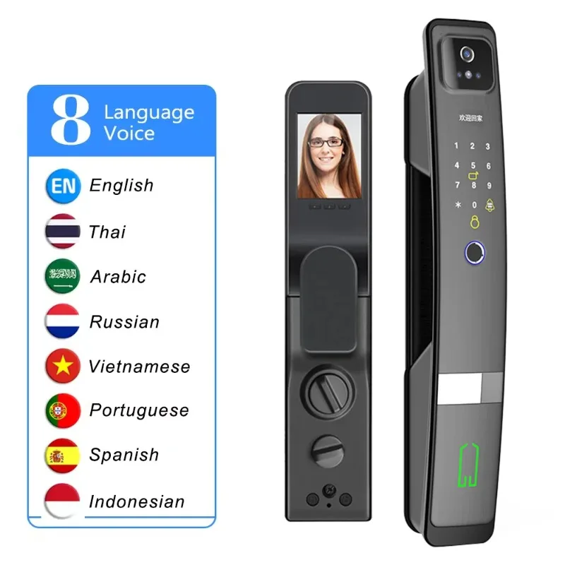 

Enrique Tuya Security Fully Automatic 3D Face Recognition Biometric Fingerprint Smart Lock Outdoor Digital Keyless Door Lock