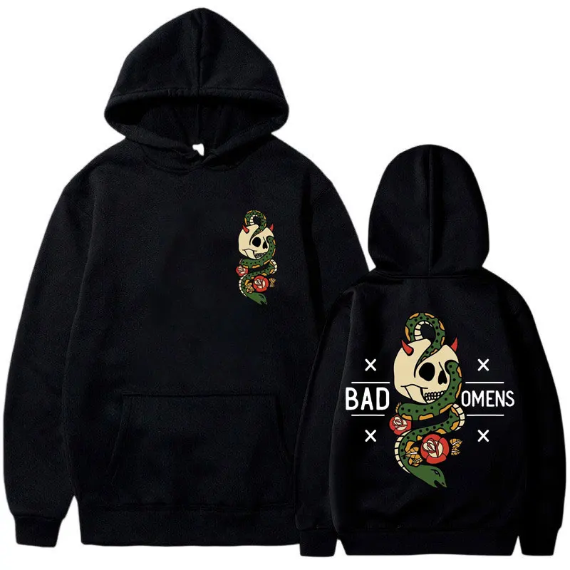 

Rock Band Bad Omens Snake and Skull Vintage hoodie men Fashion Aesthetic New in sweatshirts oversized Streetwear Retro Hoodies