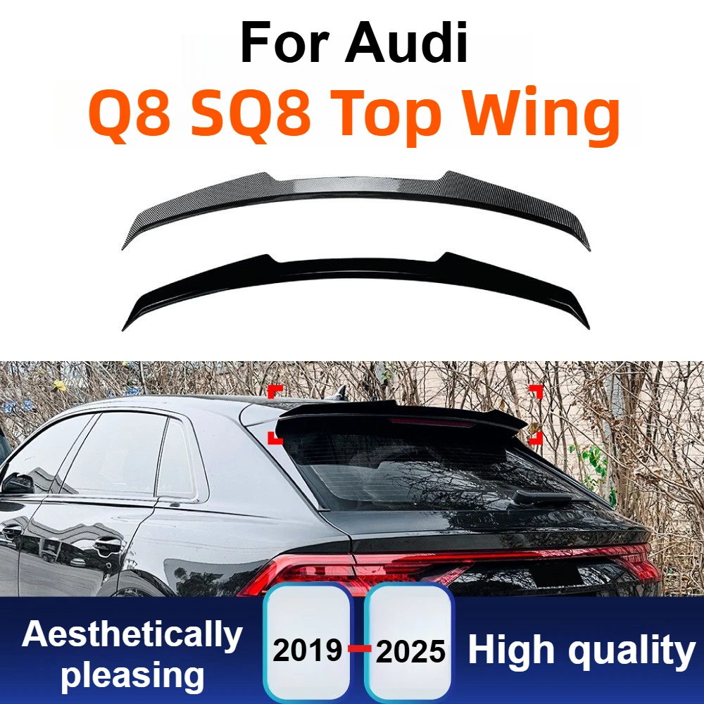 

For Audi Q8 SQ8 S-Line 2019-2025 Rear Roof Spoiler Wing ABS Gloss Black Trunk Lip Spoiler Exterior Car Modification Accessories