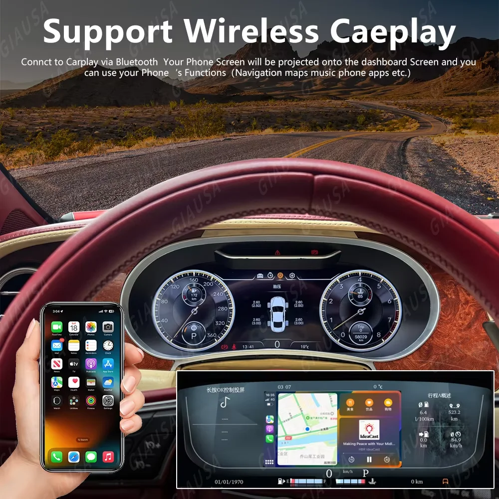 

For Bentley Bentayga Flying Spur Continental GT 2005-2019 Car LCD Instrument Android GPS Radio Cluster Dashboard Speedometer