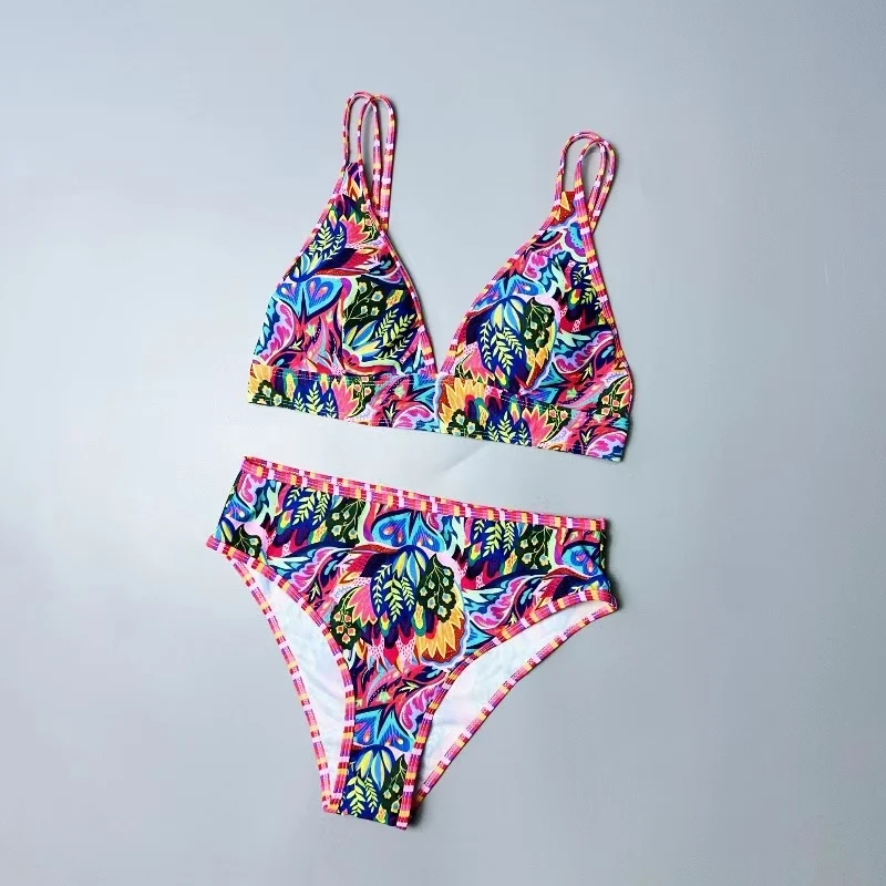 

Amber Ladies Floral Print Sexy Bikini Swimming Suit with Chest Pad Hot Spring Beach Vaion Separate Design Sport Fitn
