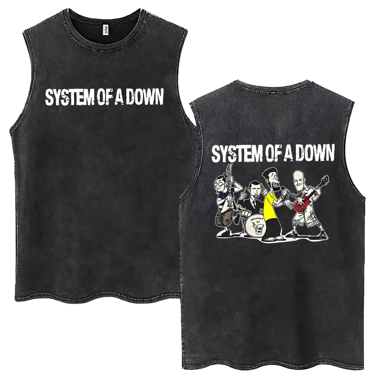 System of A Down Vintage Washed Tank Tops Men's Classic Rock Alternative Metal Sleeveless Vests