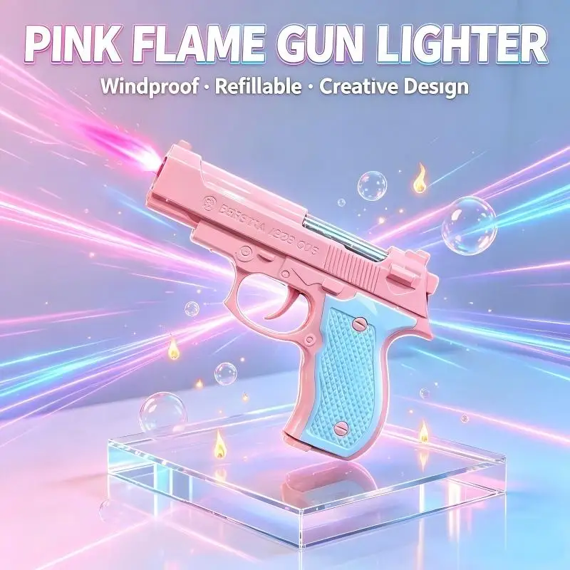 New Windproof Gradient Radish Gun Inflatable Lighter Jet Flame Radish Knife Pistol Decompression Lighter Smoking Gift