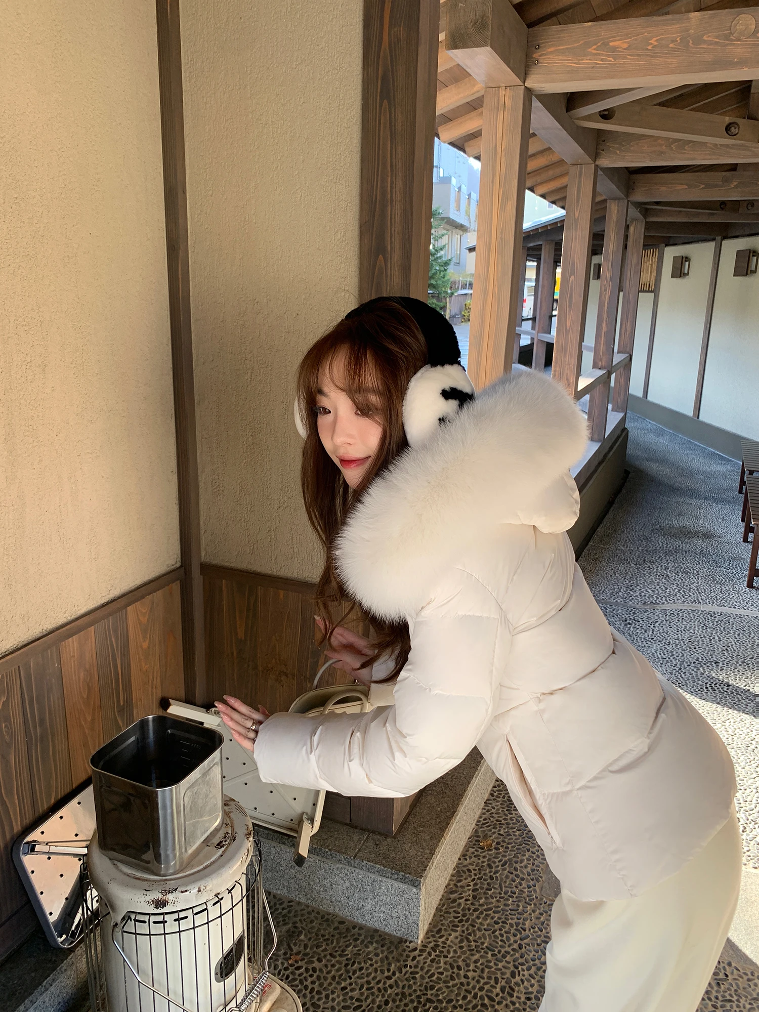 

Le Lalin Winter Slimming Du down Jaet Fur Collar Women's Coat Warm Thi Long Sve Zipper Closure Regular Length