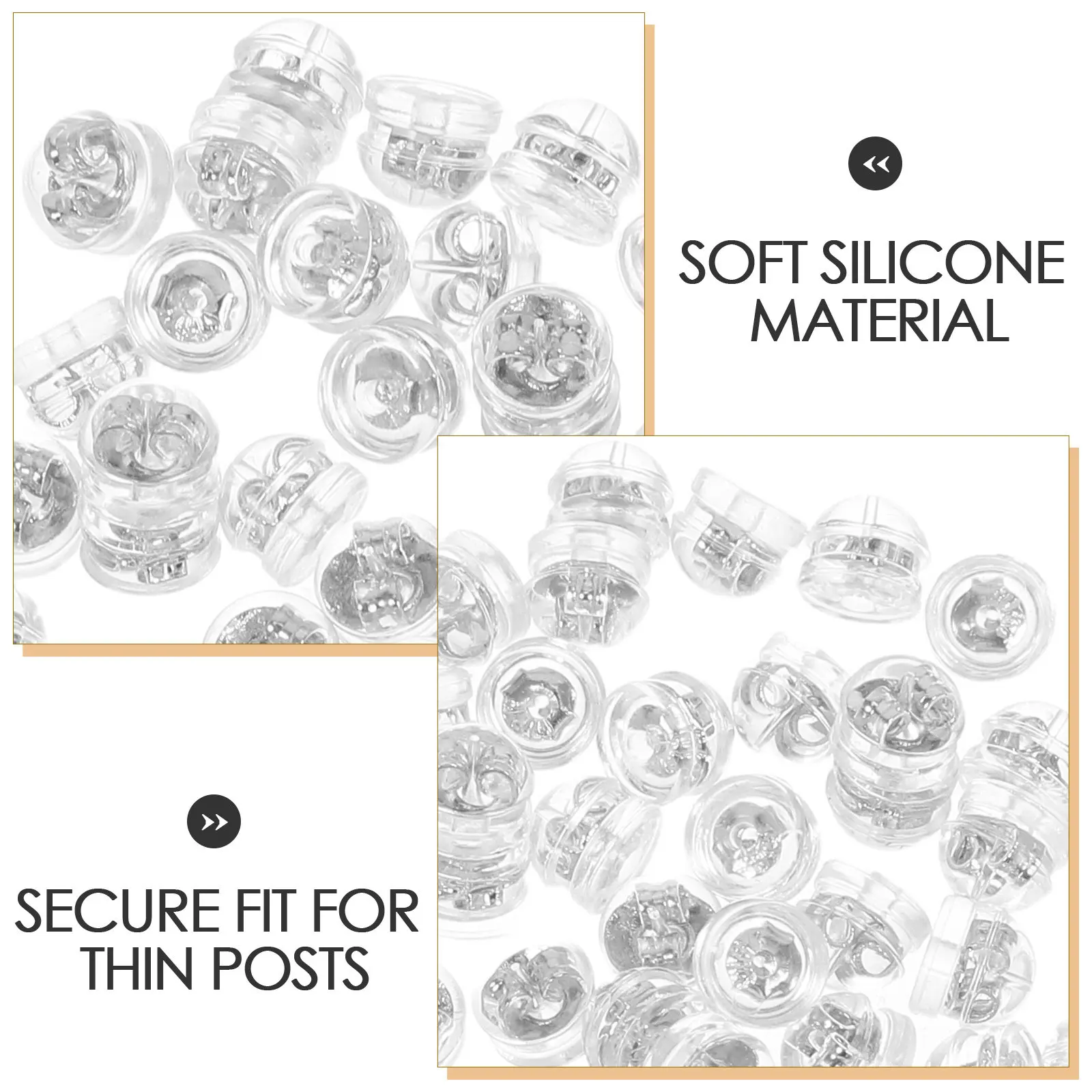 50Pcs Silicone Hamburger Earring Backs Soft Silver Replacement Secure Stud Clutch Stoppers for Fish Hook Hoops Drops