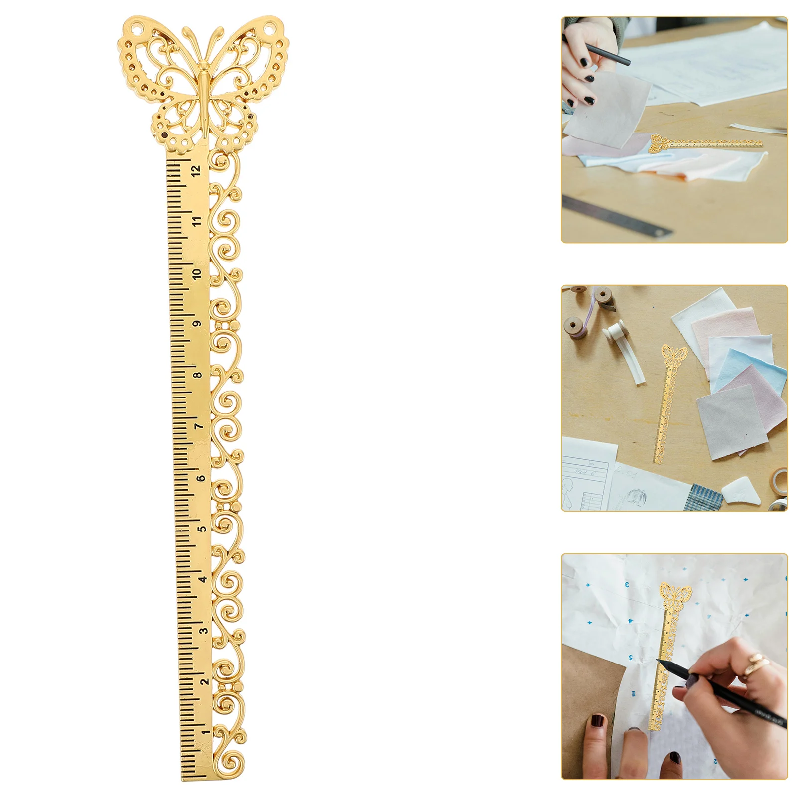 

Durable Metal Bookmark Sewing Ruler Unique Shape Practical Tool Office School Supplies Chic Charming Decorative Bookmarks Reader