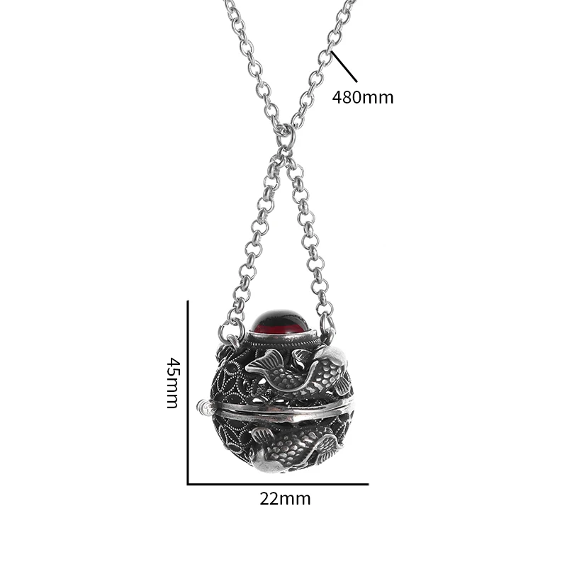 Retro Exquisite Aromatherapy Ball Hollow Pendant Openable Gawu Box Necklace Men\'s and Women\'s Amulet Jewelry