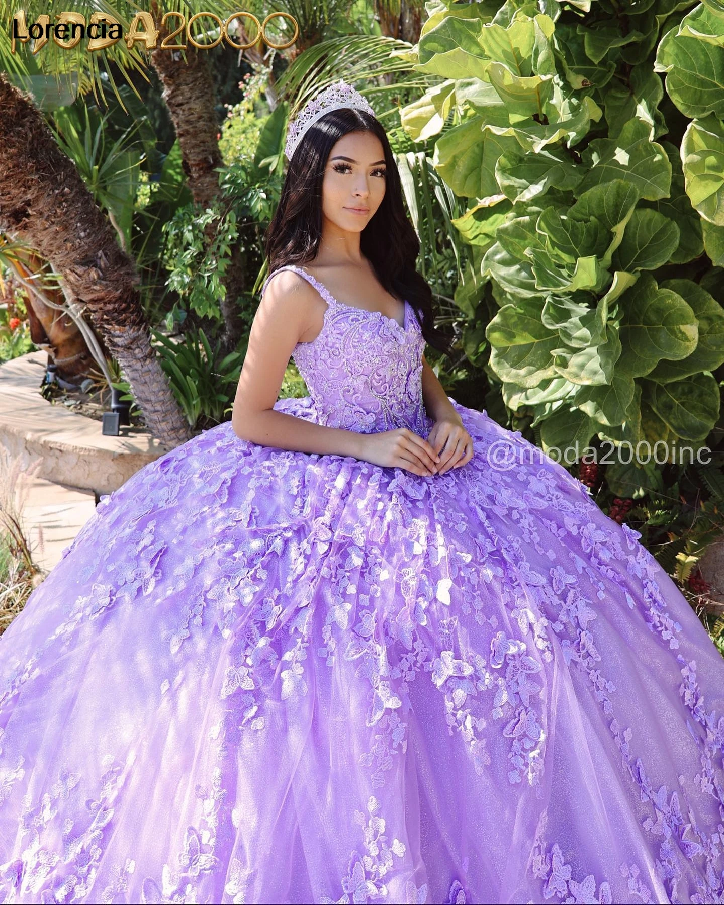 Lorencia Glitter Lila Quinceanera Jurk Baljurk Vlinder Appliqued Mexico Corset Sweet 16 Vestidos De 15 Años Yqd971