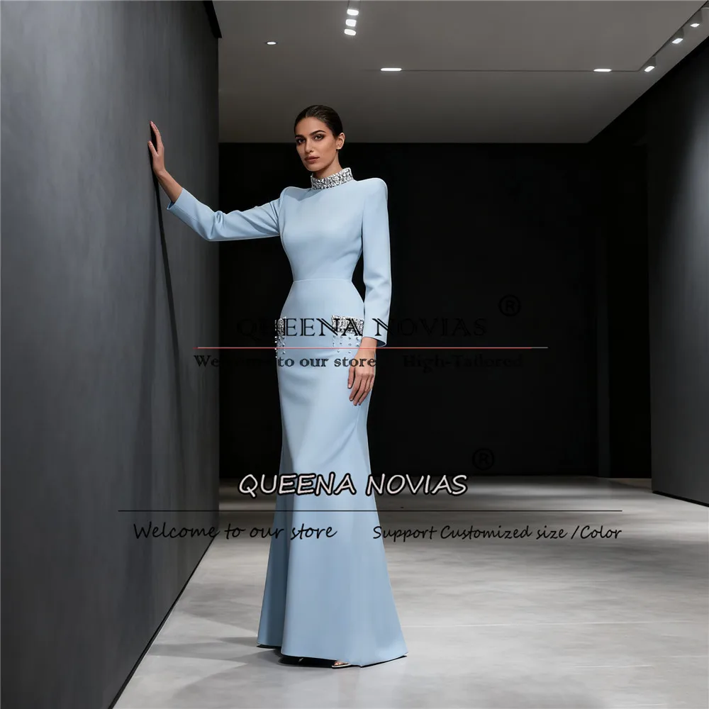 

Шифоновые платья для матери невесты с кристаллами и бисером по индивидуальному заказу с высоким воротом и длинными рукавами платье женское вечернее