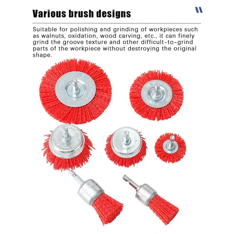 (YY) 1Pc 2025 Spazzola abrasiva in nylon Grana 80/120/240 Spazzola a ruota abrasiva piatta Gambo da 1/4 "per utensile rotante per trapano Rimuovere ruggine/vernice