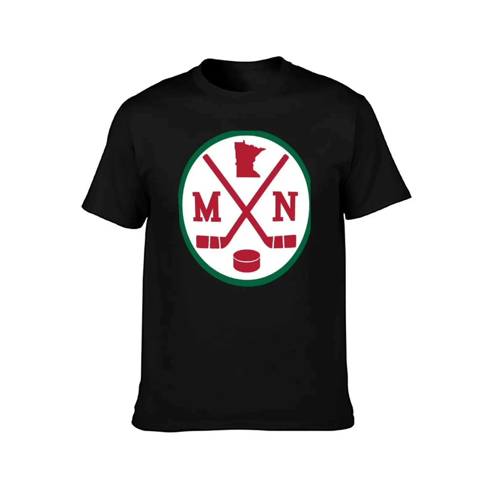 Retro Minnesota Hockey Emblem Vintage MN T-Shirt Casual Breathable Short Sleeve Top T-Shirt