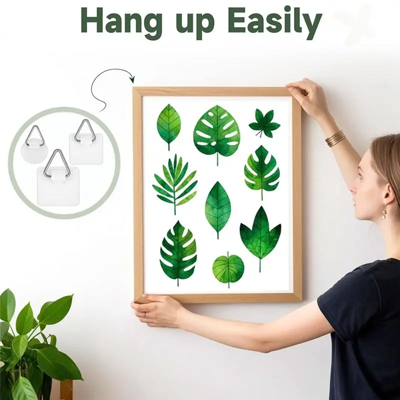 B03C-30 Pack Adhesive Picture Hanger Picture Hanging Hooks Without Nails Adhesive Wall Hangers Sticky Picture Hangers