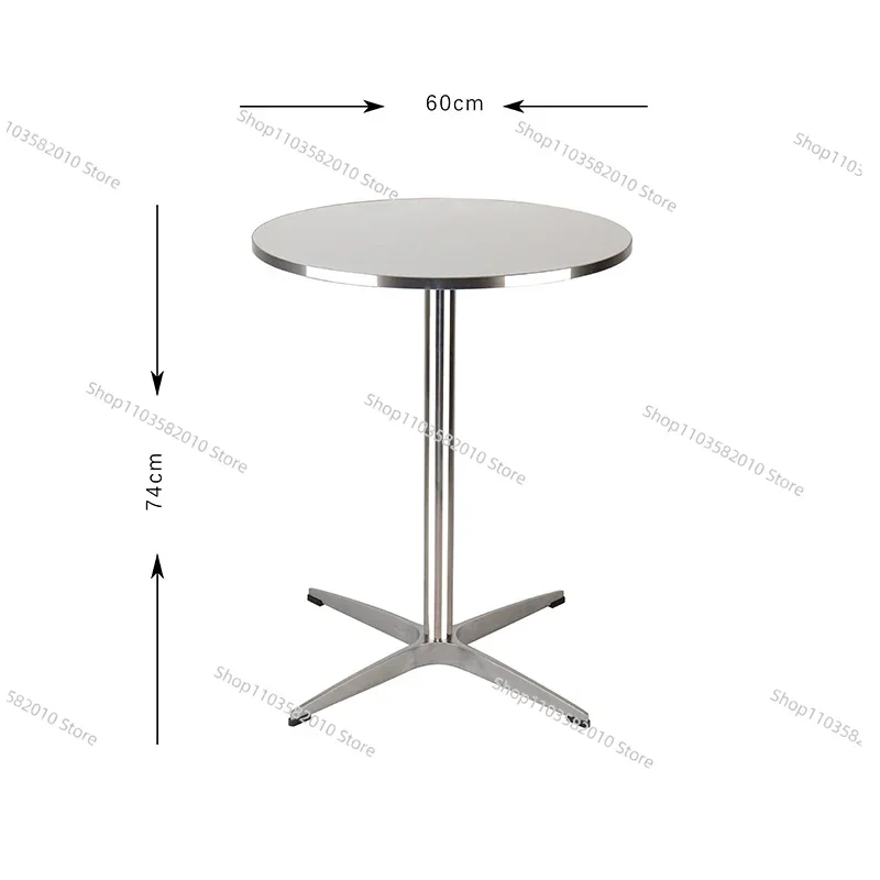 High Quality Modern Simple Round Table, Silver Edge Balcony Small Apartment Desk Coffee Shop Dining Table