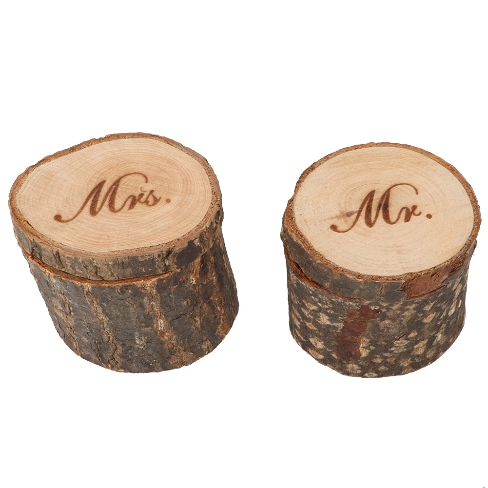 2Pcs Retro Wedding Ring Box Container Unique Ring Jewelry Holder Storage Case