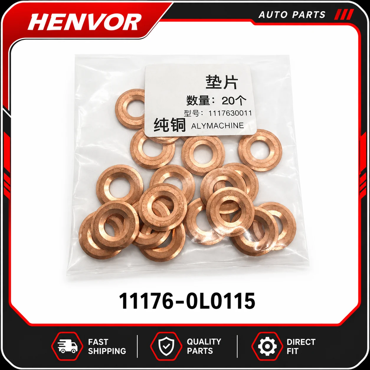 20PCS CRIN Injector Copper Washer Gasket 11176-0L0115 Repair Kit for DENSO Common Rail Injectors