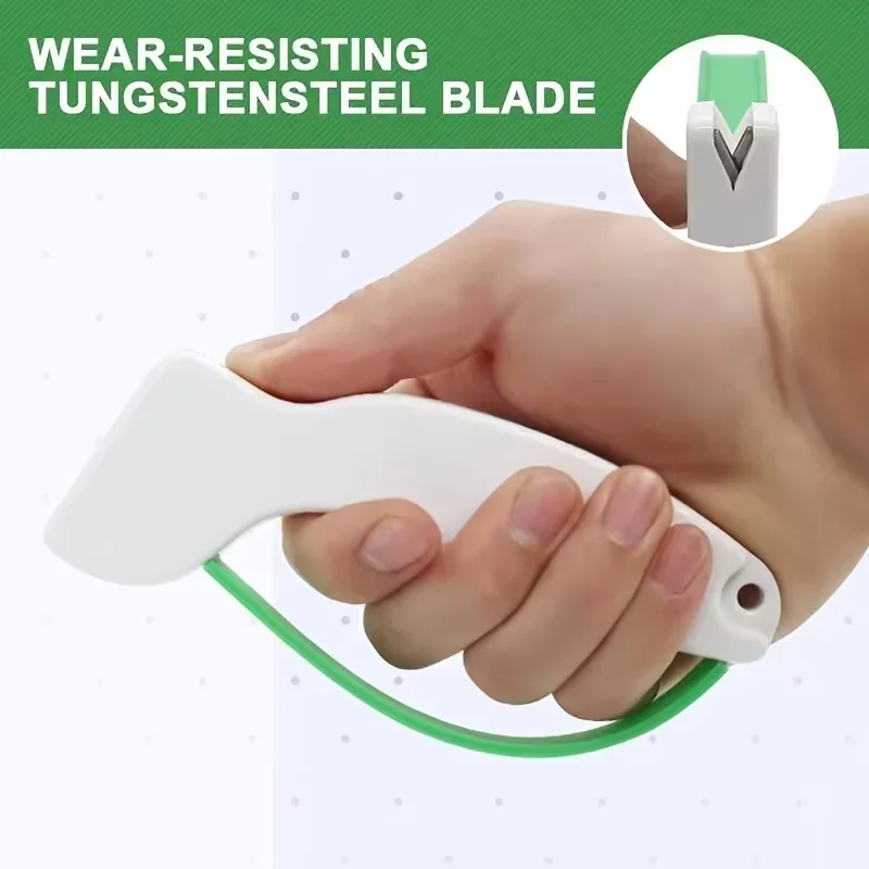 Multi-purpose portable knife sharpener with plastic handle and durable blade material for garden tools, kitchen knives and sciss
