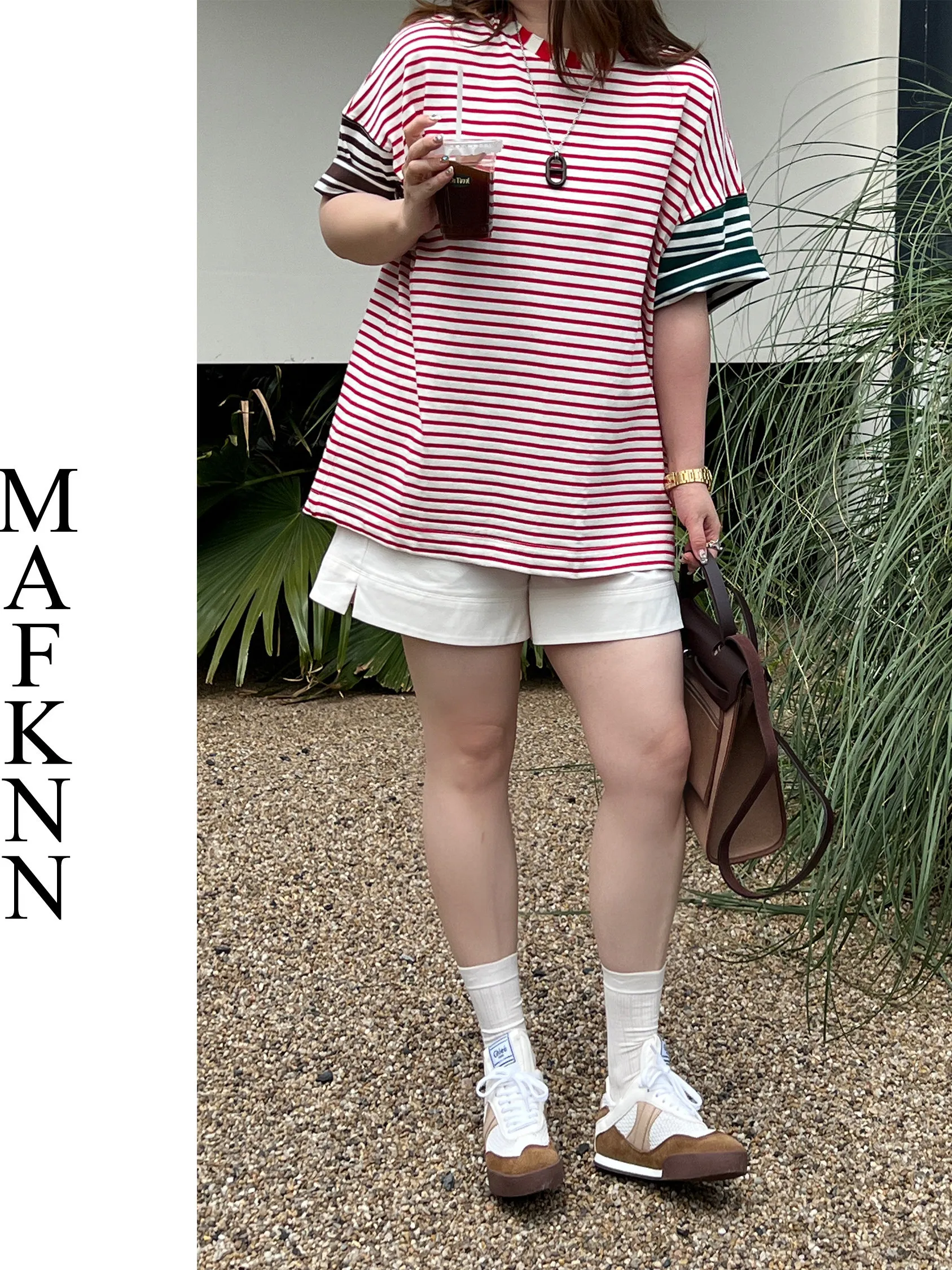 

JiJi Private Label Casual Stripe round Neck Short Sleeve T-Shirt Women's plus Size Fashionable Summer Top Korean Style Cotton...