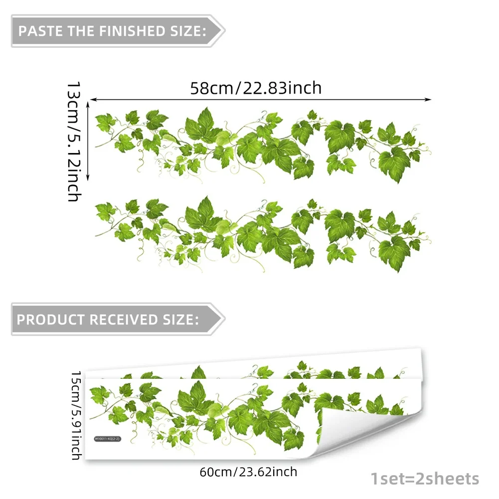 PVC Botanical Wall Sticker Featuring Green Leaves and Blooms for Modern Indoor Decor Living Room Study Bedroom Use