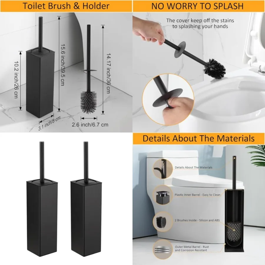 

Toilet Brush and Holder Set Packs Aluminium Free Standing, Bathroom Storage and Organization Toilet Bowl Cleaner Brush and Hold