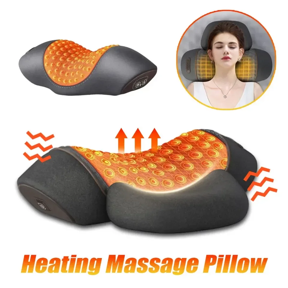 Electric Massager Cervical Pillow Hot Compress Vibration Massage Neck Traction Relax Sleeping Memory Foam Pillow Spine Support