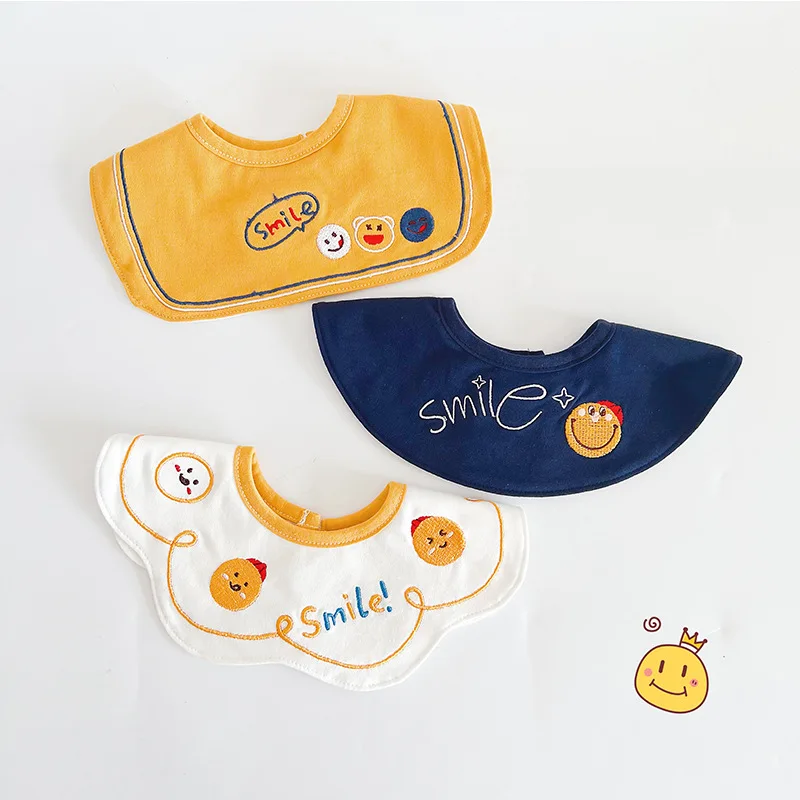 Ins Korea New Cotton Baby Bib Embroidery Bib Baby Drool Towel Boys and Girls Drool Pocket Waterproof Baby Kleding Jongen