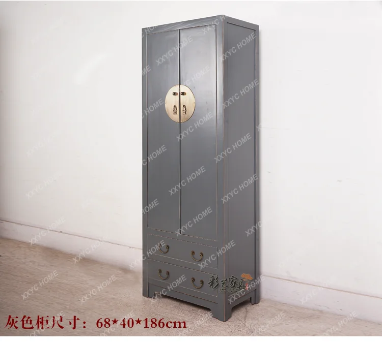 Bedroom storage locker with hanging rod swing door wardrobe
