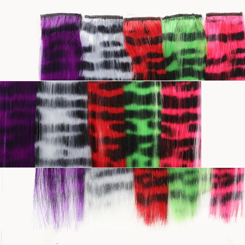 Extensiones de Cabello sintético con estampado de leopardo, extensiones de 18 pulgadas, multicolor, reflejos de fiesta, Clip