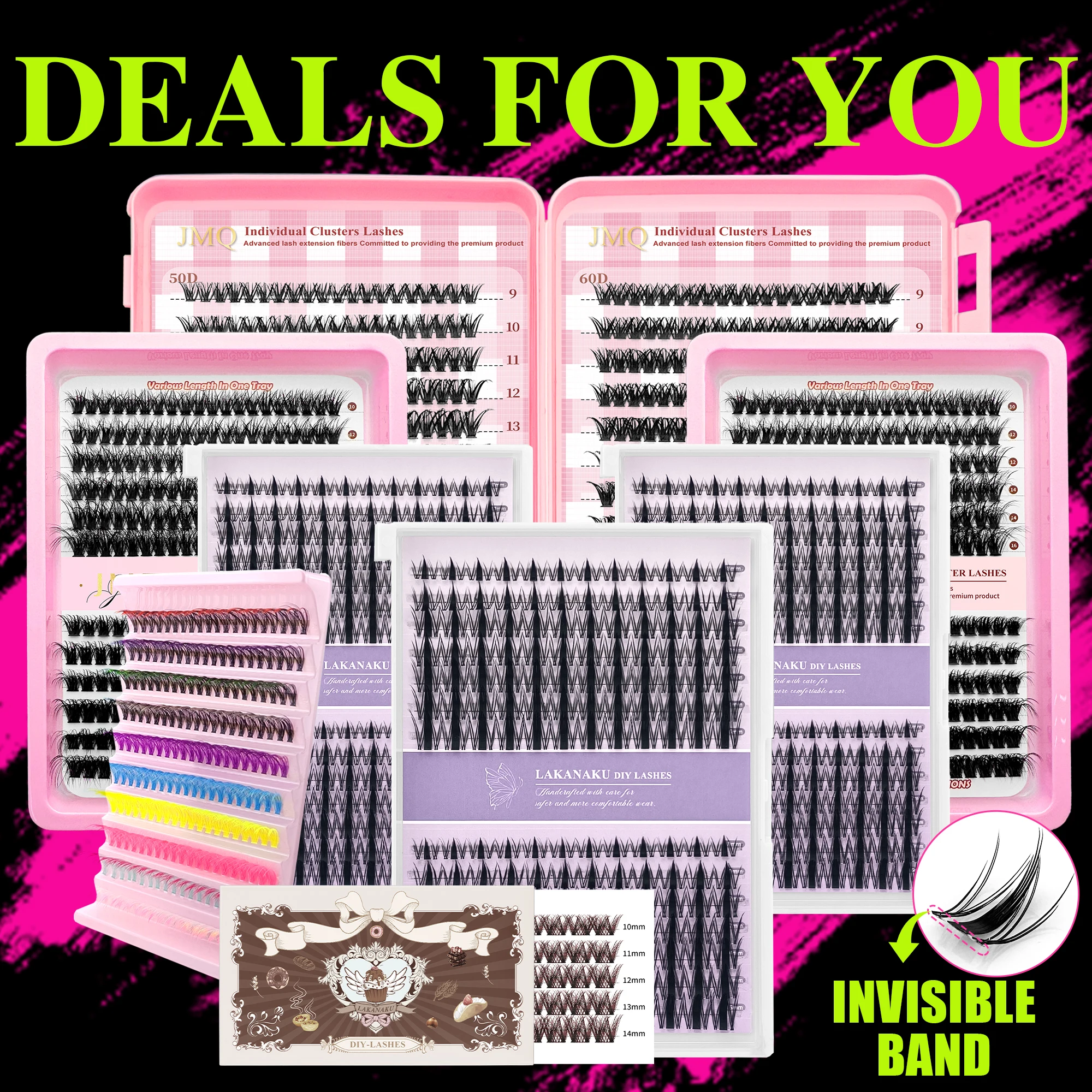

LAKANAKU 5D Fluffy Diy Eyelash Clusters Natural Thick Eyelashes 80d Premium Wispy Cluster Lashes