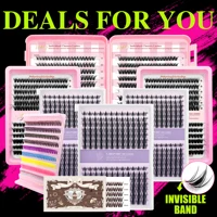 LAKANAKU 5D esponjoso Diy grupos de pestañas pestañas gruesas naturales 80d Premium pestañas de racimo tenues