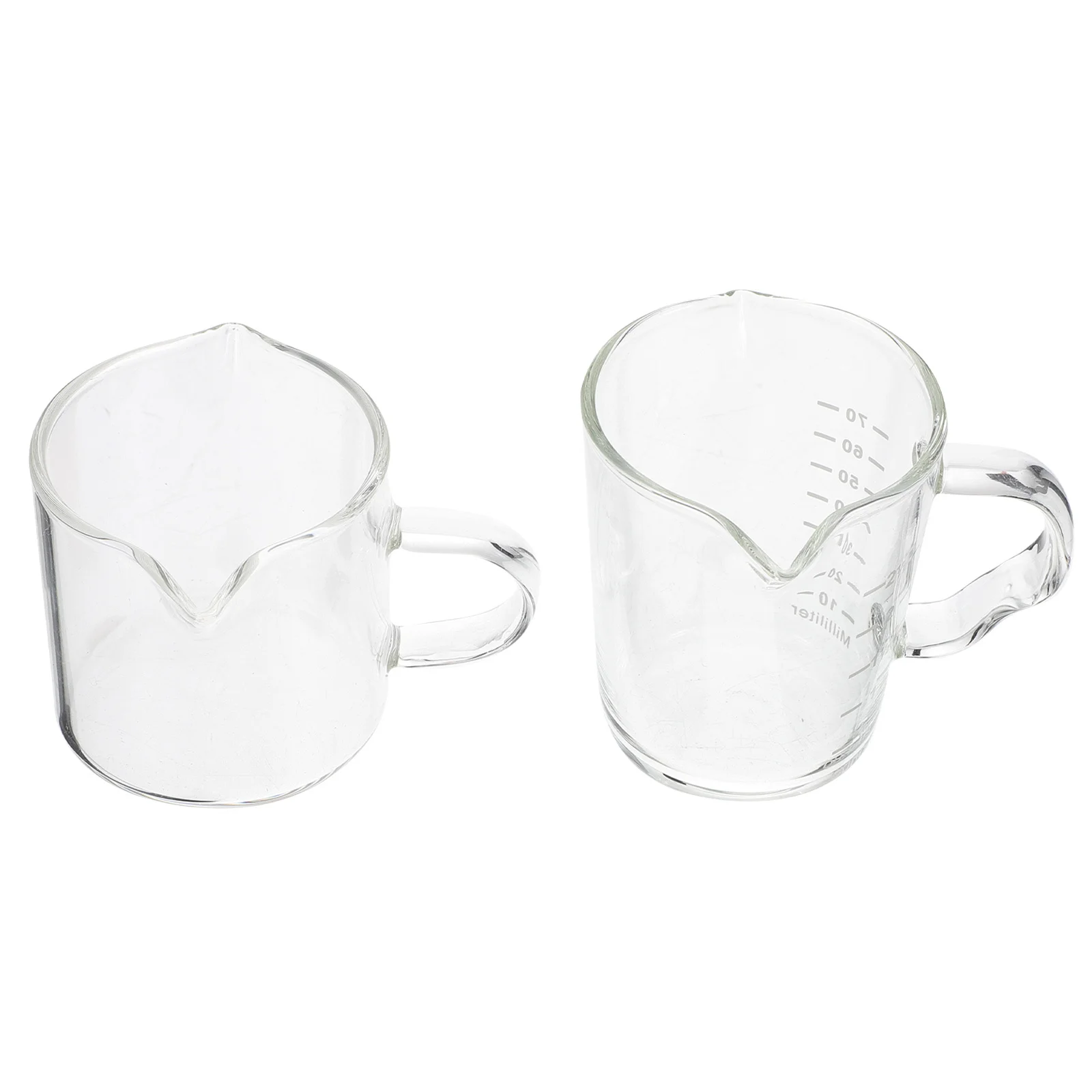 

2Pcs Double Mouth Milk Pitcher Thickened Glass Milk Jug Heat Resistant Clear Container for Home Cafe Restaurant