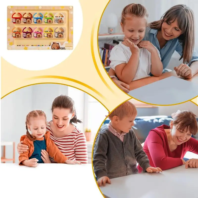 Placa de atividades de quebra-cabeça para crianças, brinquedo de correspondência de cores e números, design de contas magnéticas, brinquedo de habilidades motoras finas para casa, escola ao ar livre