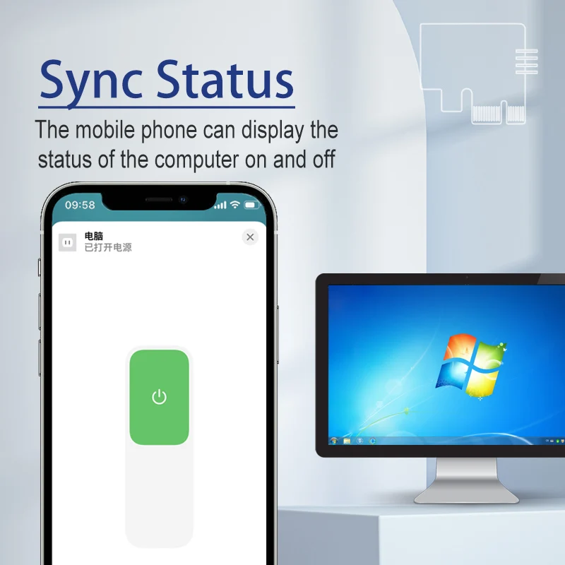 مفتاح التحكم عن بعد للكمبيوتر، بطاقة تشغيل الكمبيوتر الذكية واي فاي، بطاقة بدء التشغيل تعمل مع Apple Homekit SIRI
