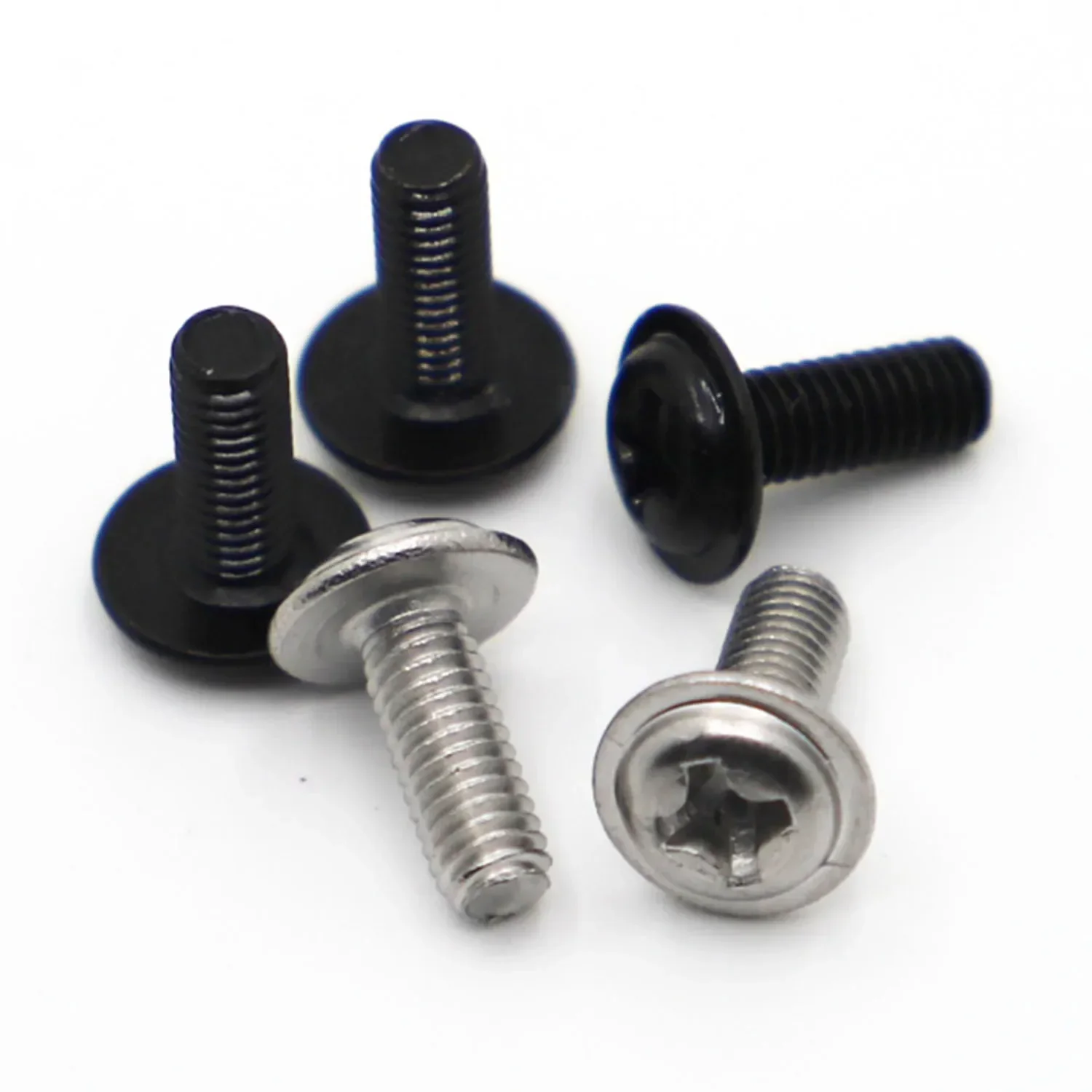 DIN967 304 Stainless Steel / Black Steel Pan Head PWM Screws with Washer Fixed Motherboard Screws With Pad M2 M2.5 M3 M4 M5 M6