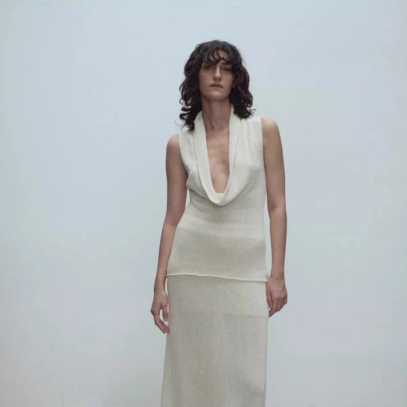 

Nordic Slim Fit Knitted Vest Top Hanging Collar Svel Faion Design Sense Dra Sensation Sli Commute Sle Pure ...