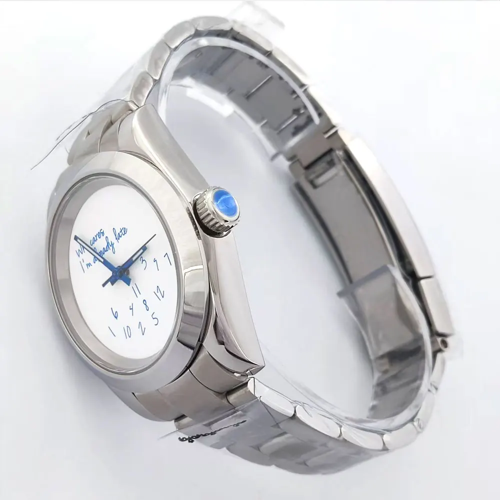 NH35 watch Men watch "Who Cares I'm already Late" dial custom logo 36mm/39mm watch NH35 automatic movement Sapphire Glass watch