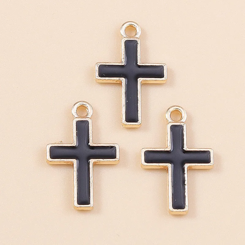 Leslie 10 Stück religiöse Kreuz-Charms-Anhänger für Halskette, Ohrringe, Gold, Silber, vergoldet, Charms, DIY-Schmuckherstellung – Detail 7