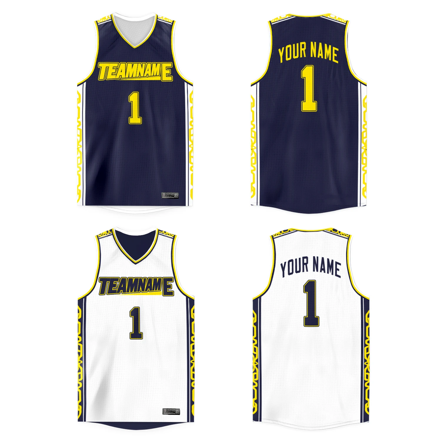 Custom Reversible Basketball Jersey Print Name Numbers Design Your Own Hip Hop Sportswear Top Shirts Outdoors Game For Unisex