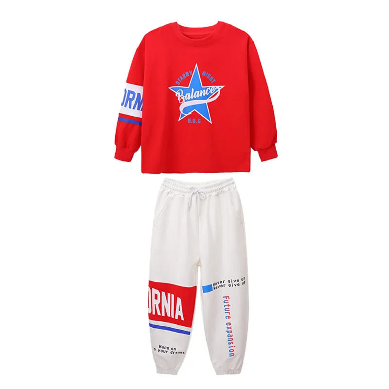 Ropa de Hip Hop para chico, sudadera de estrella, pantalones deportivos informales para correr, falda Mini para niñas y niños, traje de baile, ropa de animadora