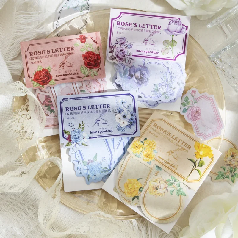 

30 шт., наклейки для скрапбукинга, этикетки, наклейки с розами, простые свежие растения, цветы, наклейки с сообщениями, 6 моделей