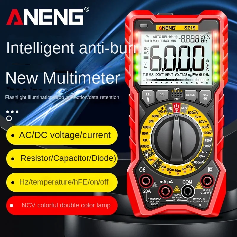 

ANENG SZ19 High-precision digital multimeter manual range mis-measurement reminder with NCV sound and light alarm prompt