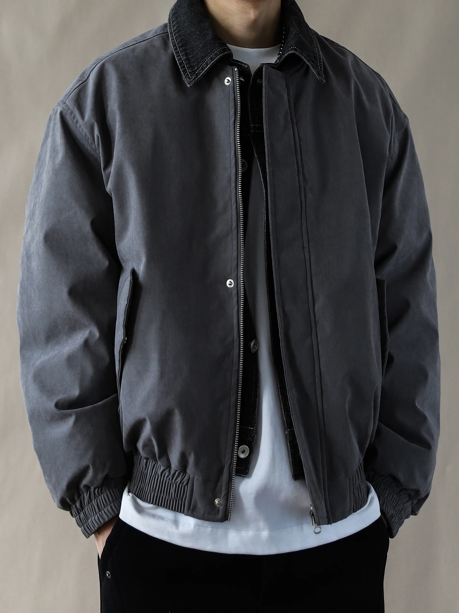 

Ретро-куртка в американском рабочем стиле из хлопка, свободного кроя, с отложным воротником, мужская, молодежная, простая, осенне-зимняя, теплая, с длинными рукавами, повседневная верхняя одежда