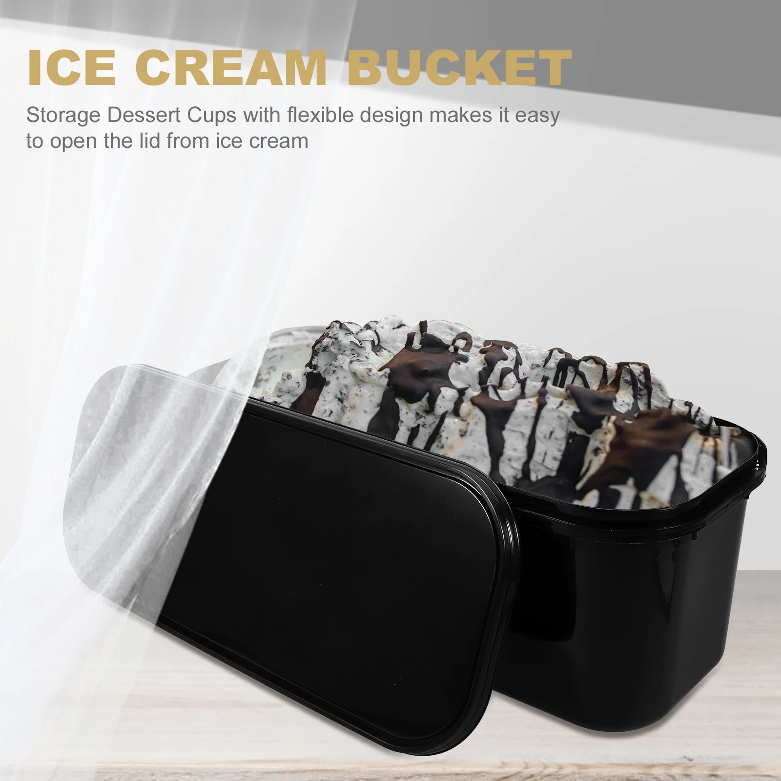 

Leak-Proof Ice Cream Bucket Freezer Storage Container With Lid Reusable Dessert Cups Yogurt Homemade Food Condiment Container