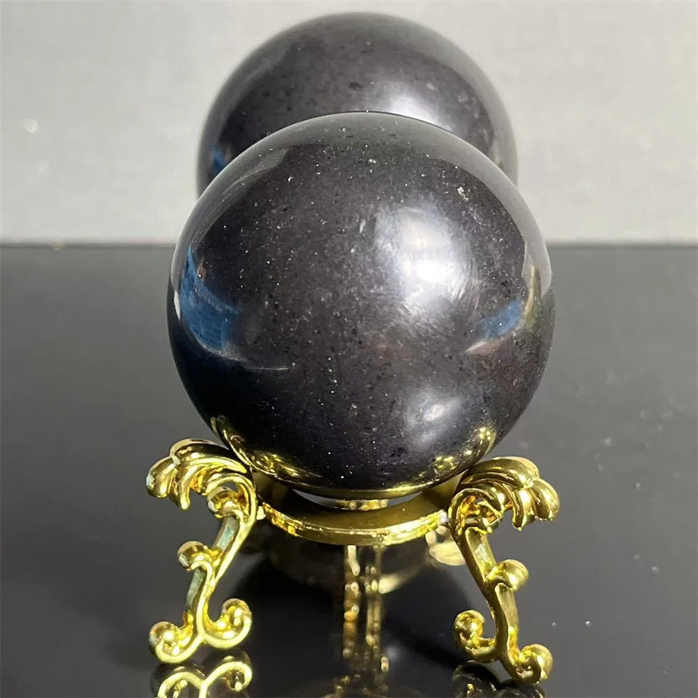 Crystal Natural Black Tourmaline Sphere Ball Quartz Stone Gemstone Minerals Geode Energy Home Decorations Reiki Healing+Stand