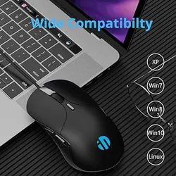 Mouse cablato USB INPHIC B2 7200DPI regolabile e 6 pulsanti programmabili, clic silenzioso, tracciamento ottico, per pc e laptop