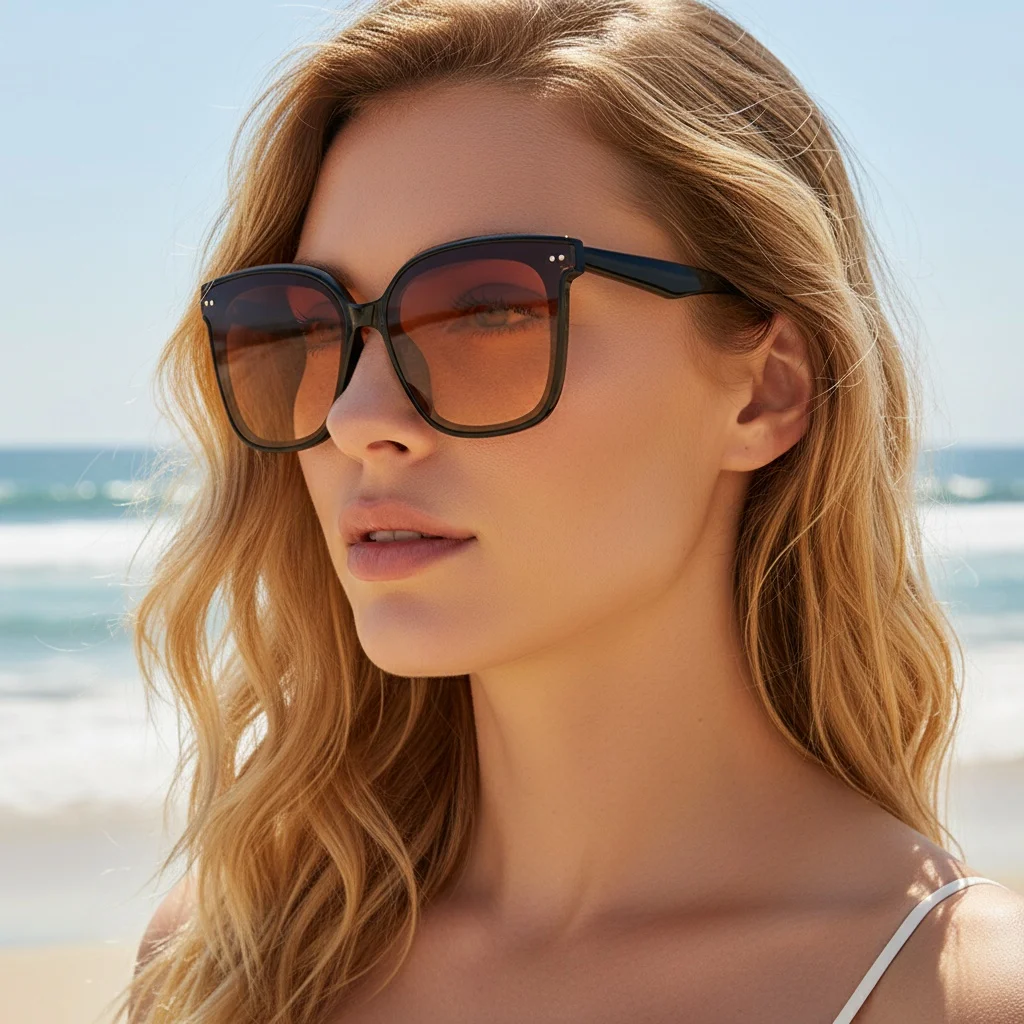 Neue Retro-Quadrat-Sonnenbrille: Mit kleinen Nieten an den Ecken verziert, die Textur und Atmosphäre vereinen 5328