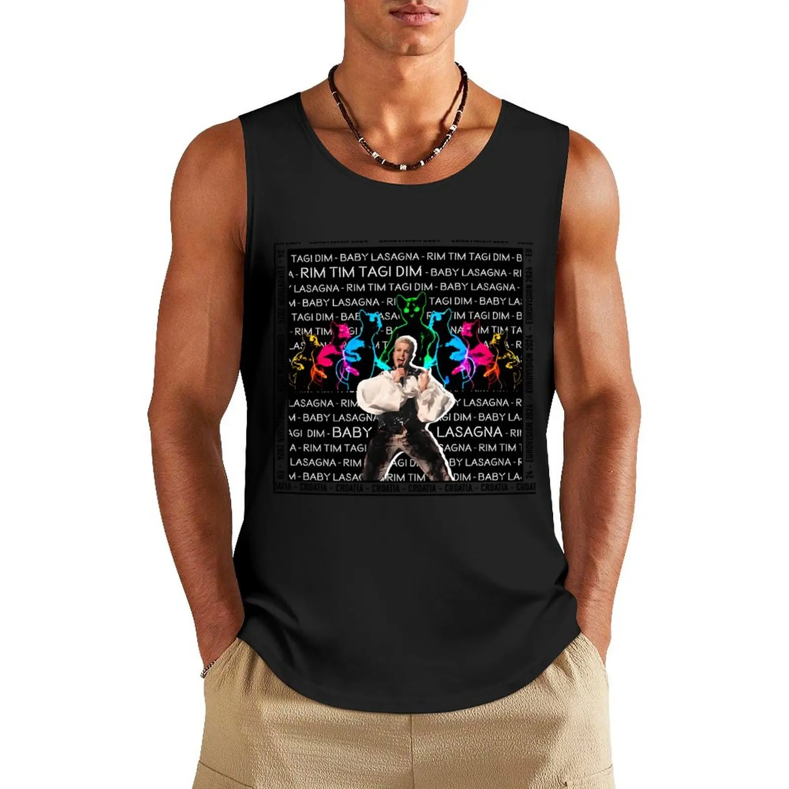 Eurovision 2024 Baby Lasagna Rim Tim Tagi Dim Croatia Tank Top gym clothes man fitness Vest male