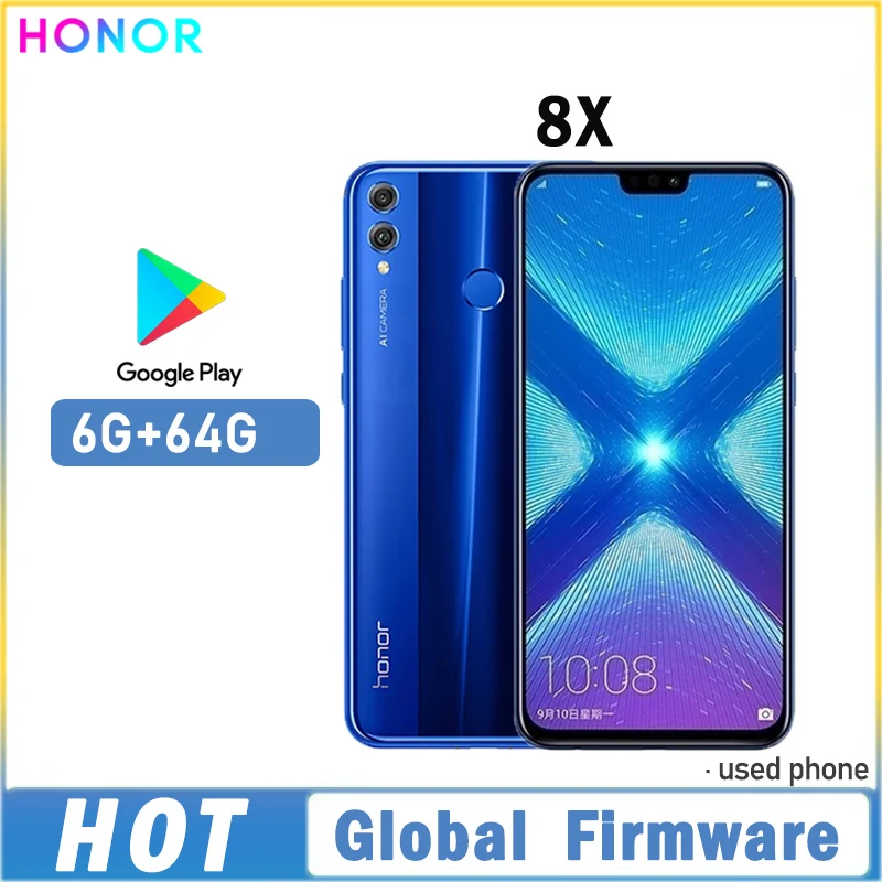 Global Firmware HONOR 8X Smartphone Global firmware CPU Haisi Qilin 710 6.5-inch 3750mAh rear camera 20MP 6G64G used phone